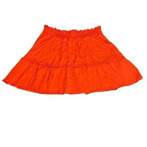 by Anthropologie Orange Smocked Mini Skirt size Small